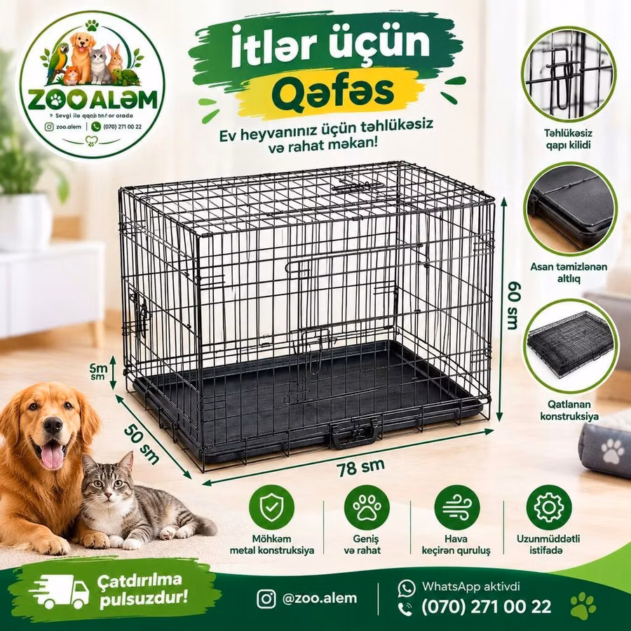 İtlər üçün metal qəfəs 🐾 🏡 Ev heyvanınız üçün təhlükəsiz, rahat və