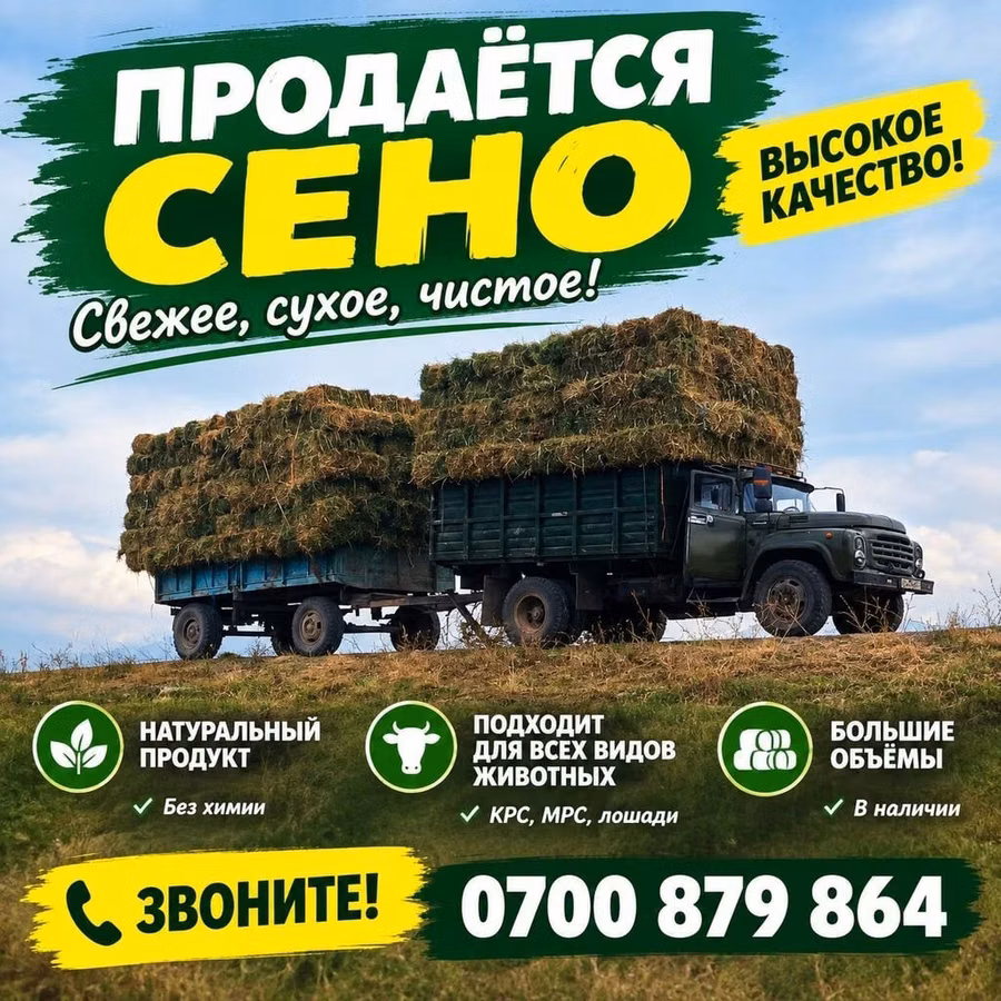 СЕНО — свежее, сухое, чистое. Высокое качество. Особенности: -