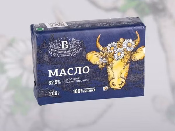Масло сладкосливочное 82,5% изготовлено из свежих отборных сливок