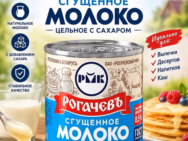 Рогачёв сгущённое молоко цельное с сахаром. - Производитель: ОАО