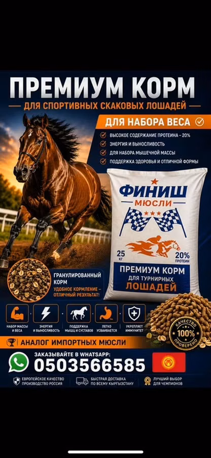Премиум корм «Финиш Мюсли» для спортивных/турнирных лошадей