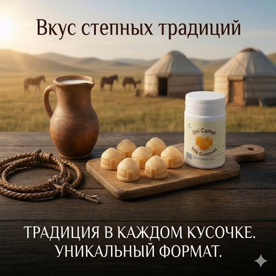 Uni Camel Milk Gummies — жевательный мармелад «Юрты» из верблюжьего
