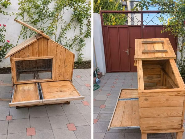 Taxta toyuq/ yuvası - Material: Sərt taxtadan yığılmış, möhkəm