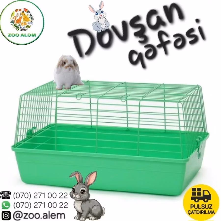 Dovşan qəfəsi - Ölcü: 68 × 45 × 36 sm - Material: möhkəm metal