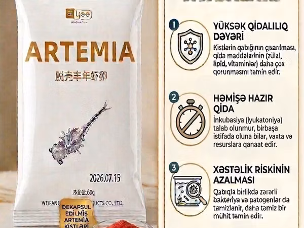 Məhsul: Dekapsul edilmiş Artemia kistləri (ARTEMIA), 60 q İstehsalçı