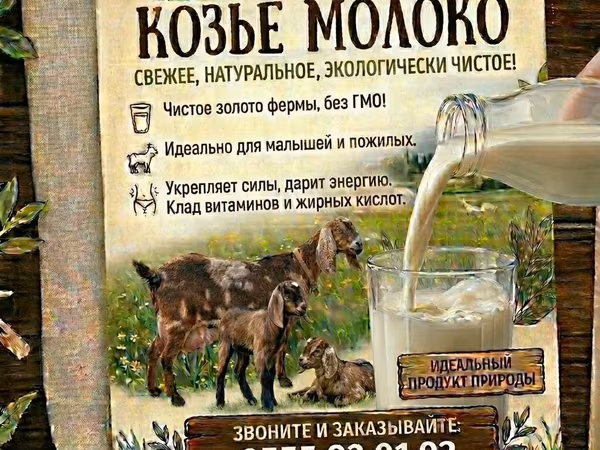 Молоко англонубийских коз. - Натуральное козье молоко нежный сливочный